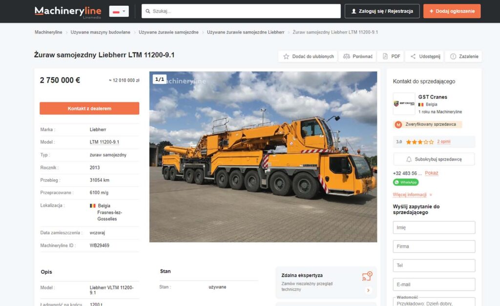 Oferta sprzedaży Liebherr LTM 11200 9.1